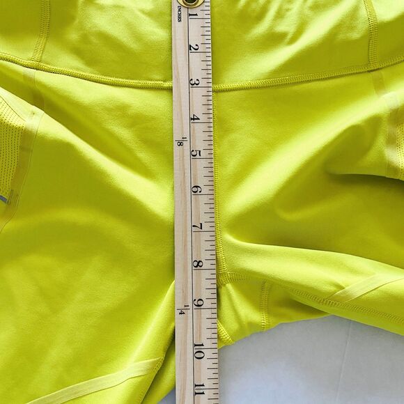 Athleta Stride Capri Leggings Aloha Yellow Back Zipper Pocket Activewear Sz M - Picture 8 of 11